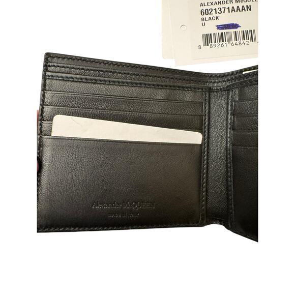 Alexander McQueen NWT Leather Biker Skull Bi-Fold Wallet in Black - Picture 10 of 14